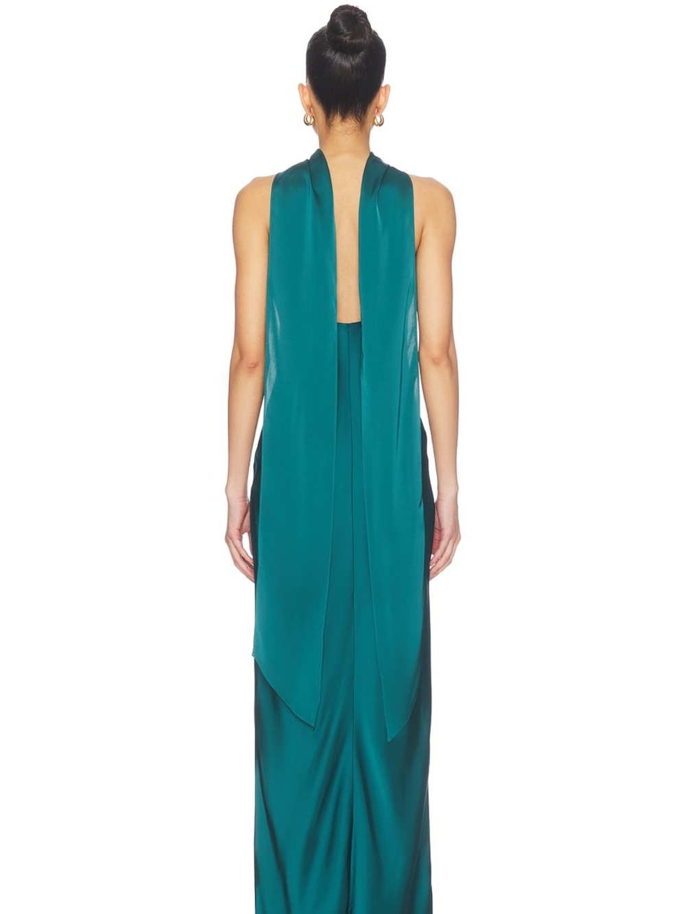 Amanda Uprichard Teal Backless Halter Gown